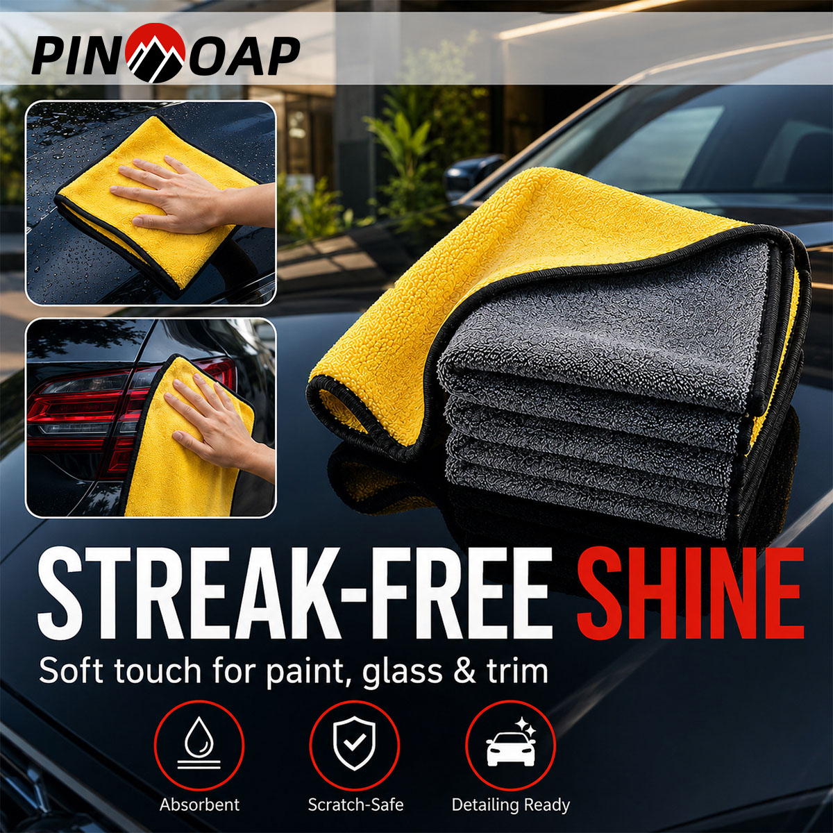 PINMOAP 1/3/5/10 Buah Kain Pem - Microfiber Towel Detailing ulasan dan harga